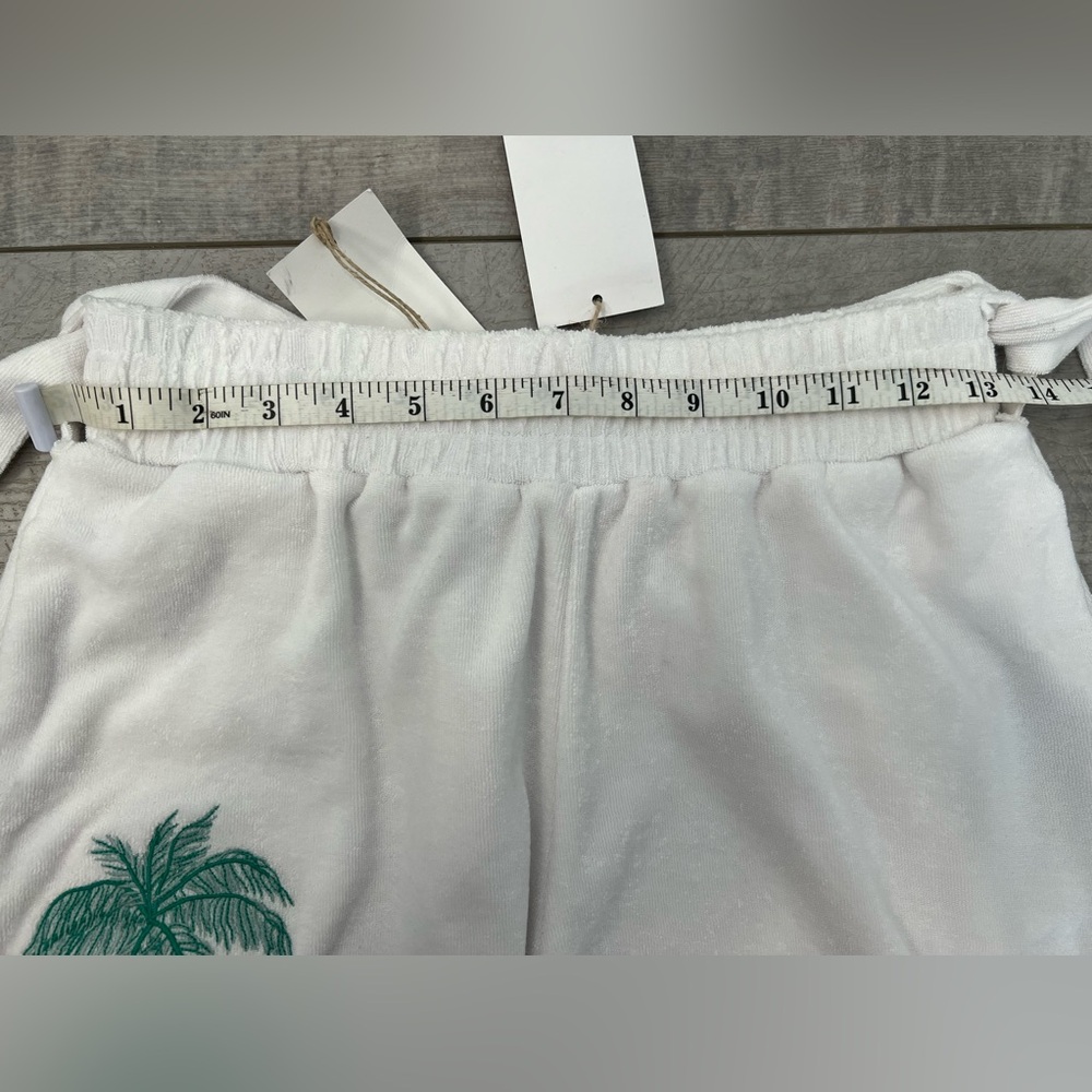 NWT Kenny Flowers The Poolside Palm Tree Embroidered Belted Terry Cabana Shorts - Picture 5 of 5